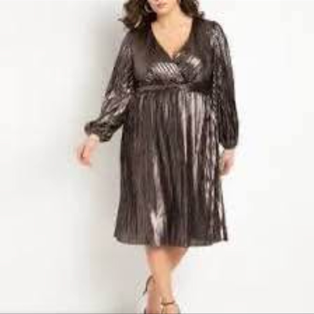 Eloquii Shimmering Long Sleeve Dress